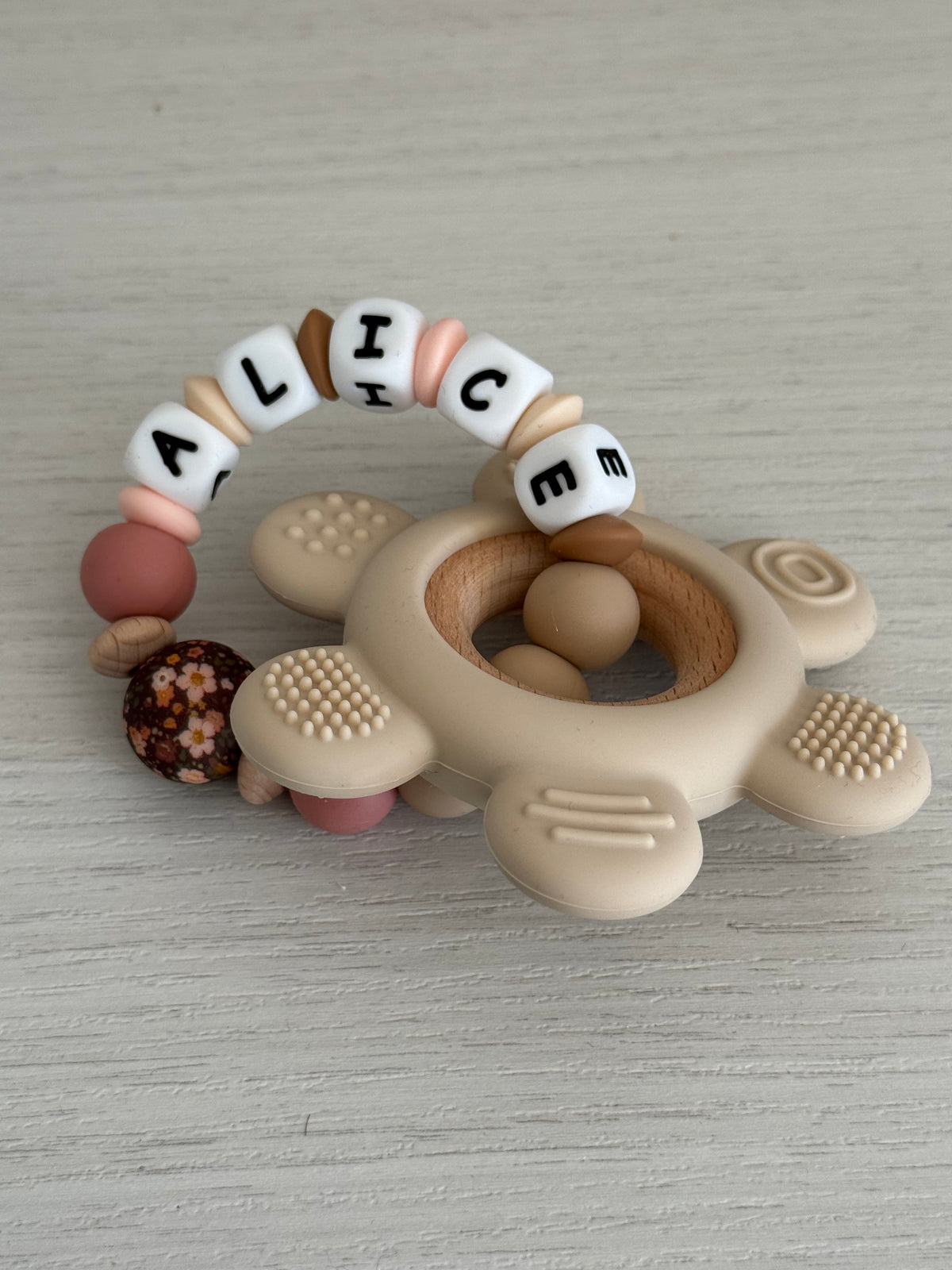 Jouet de dentition personnalisé - fleurs