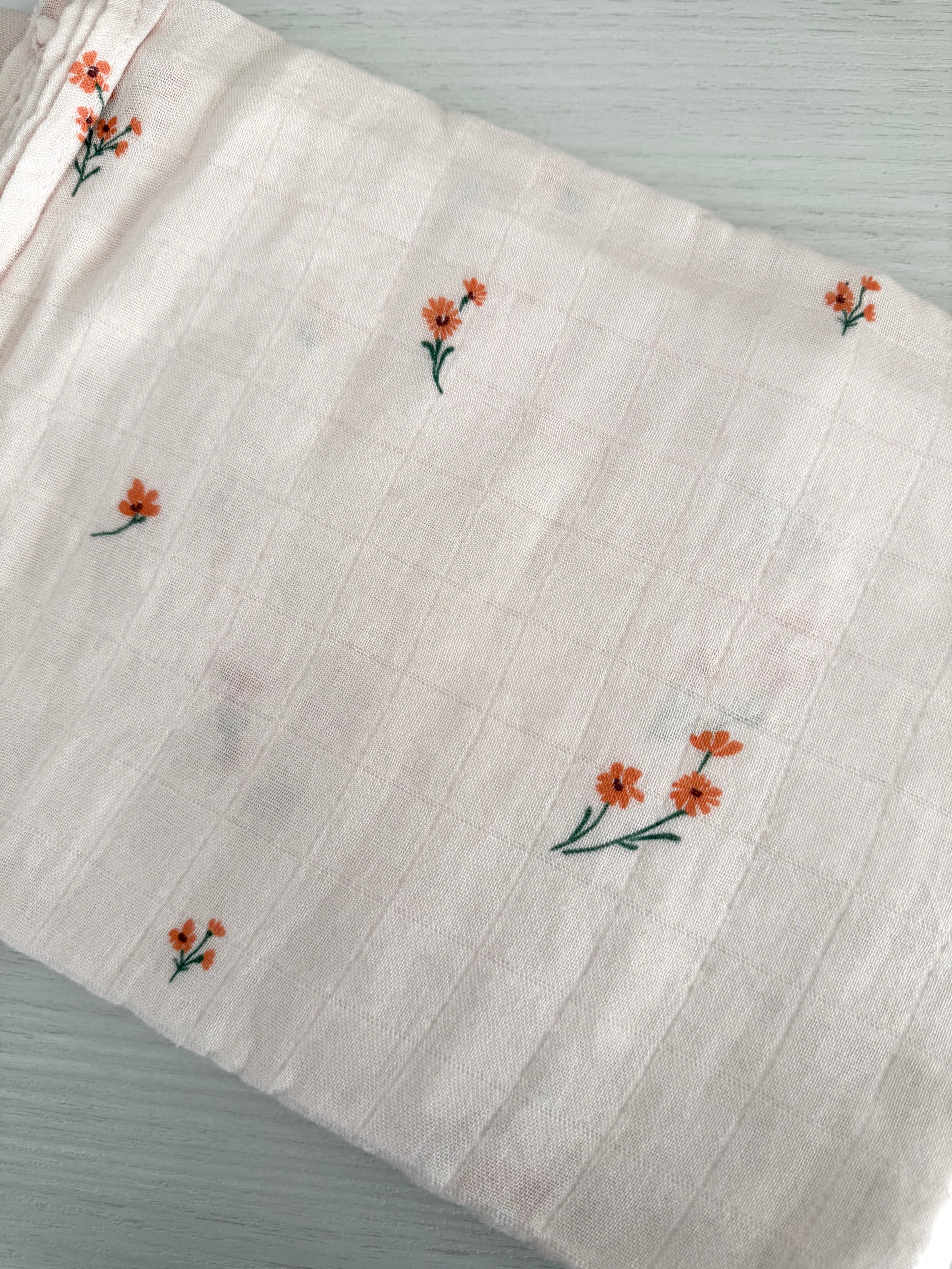 Mousseline - petites fleurs rose