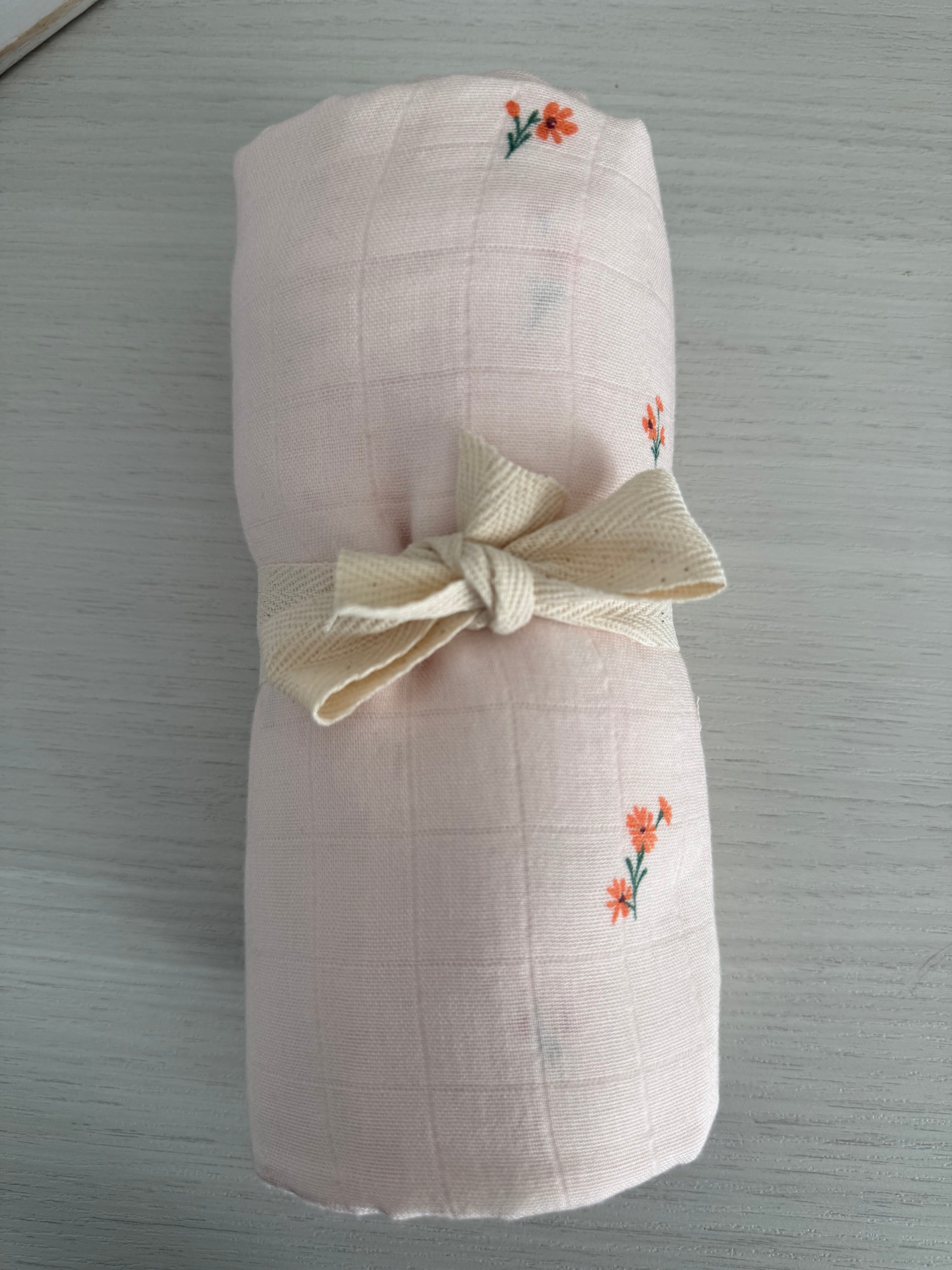 Mousseline - petites fleurs rose