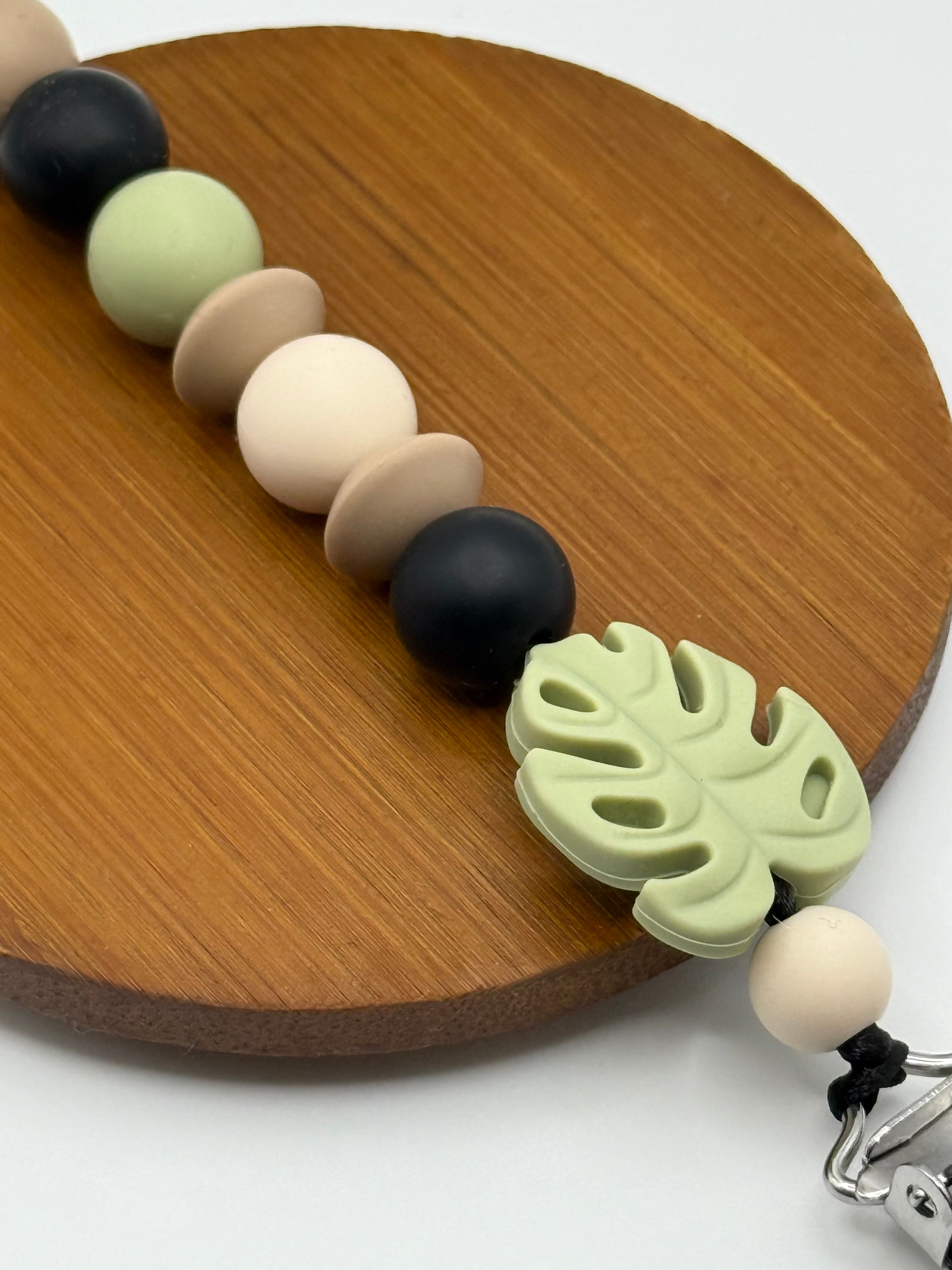 Clip beige - monstera vert