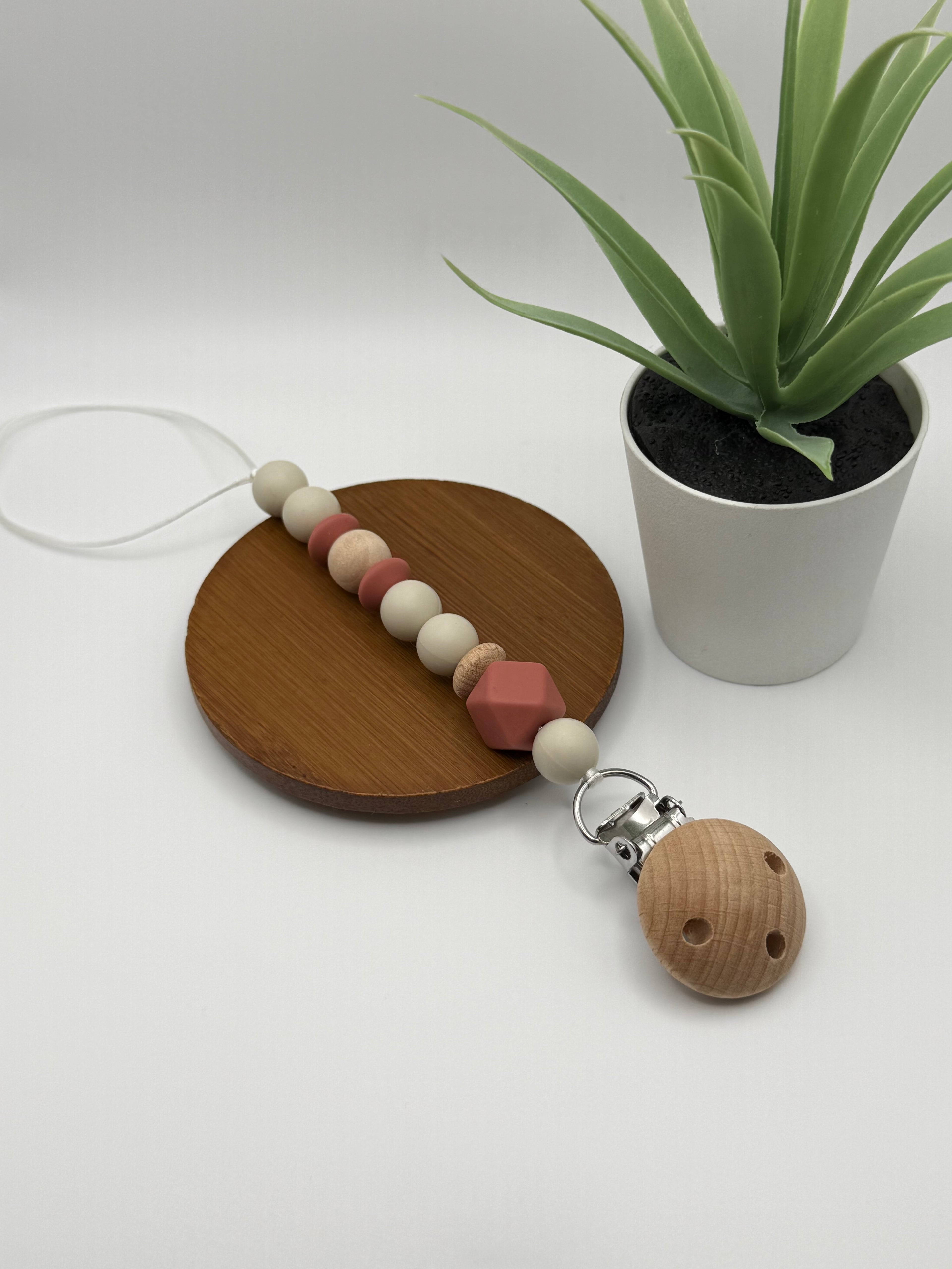 Clip bois - hexagone rose bourgogne