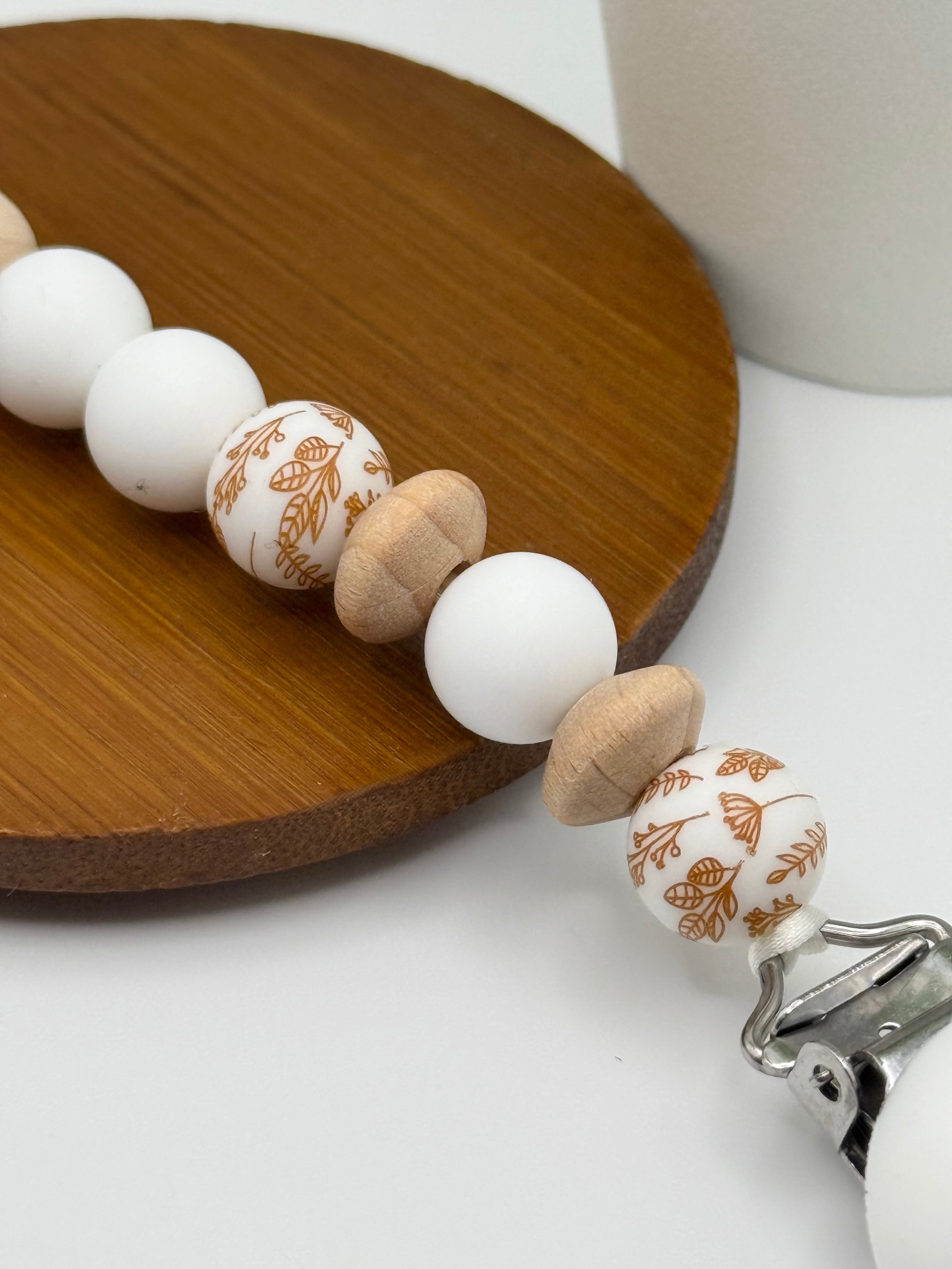 Clip blanche - motif feuille