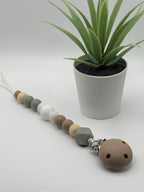 Clip beige - hexagone vert sauge
