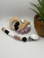 Baleine en bois - mauve