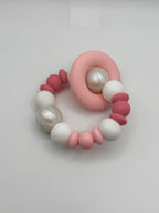 Anneau en silicone - rose et perle