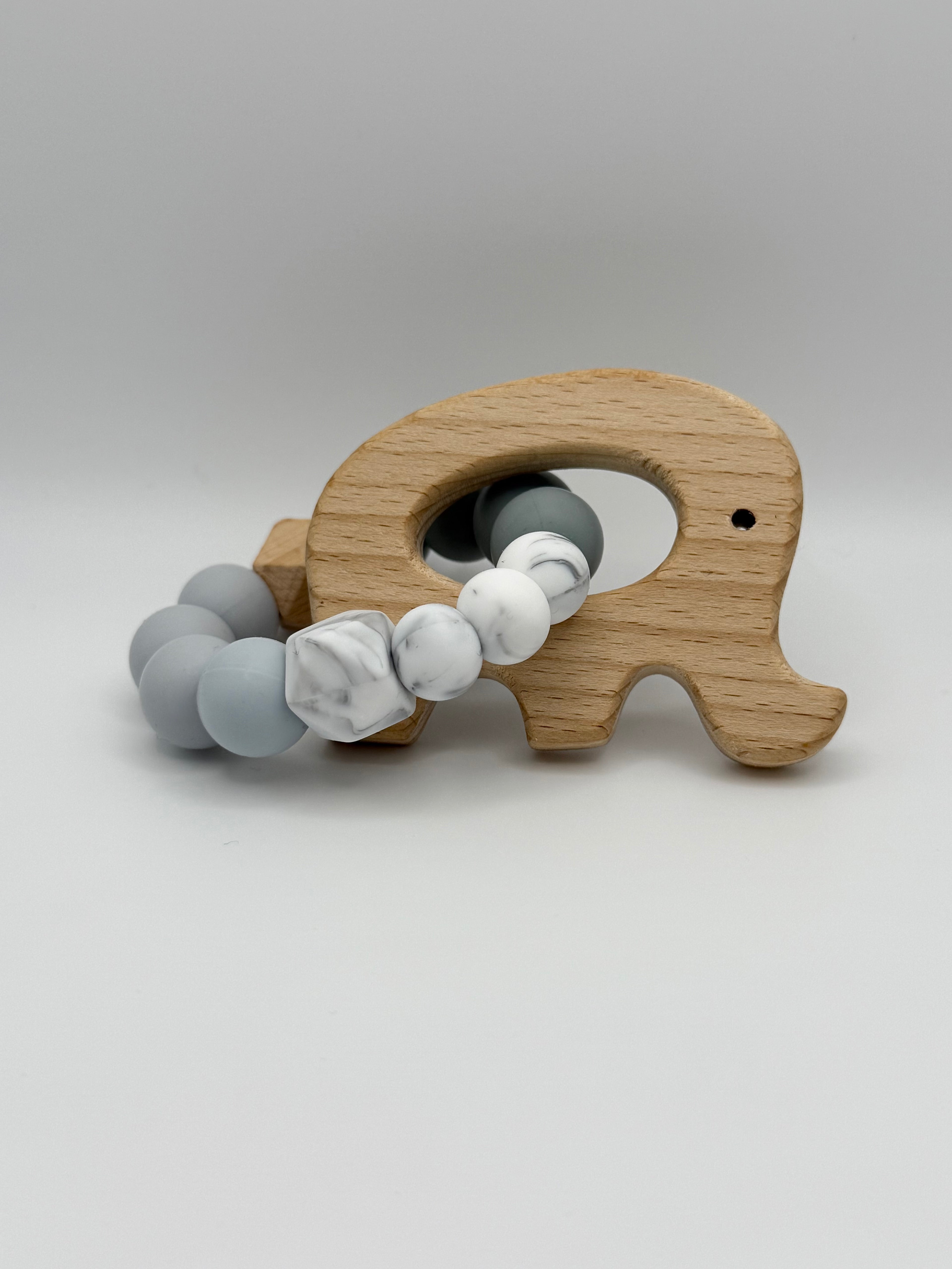 Éléphant en bois - bleu marbré