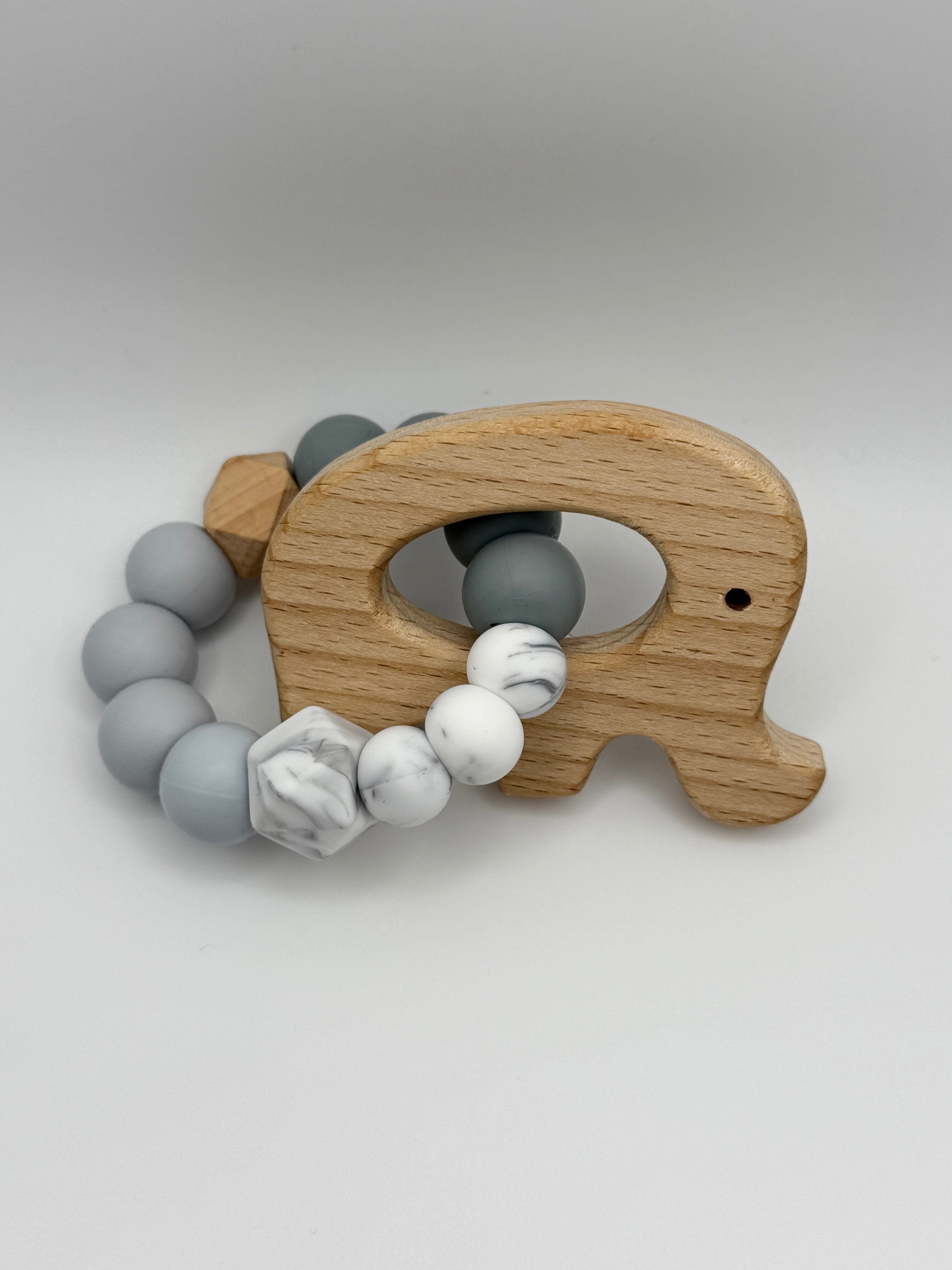 Éléphant en bois - bleu marbré