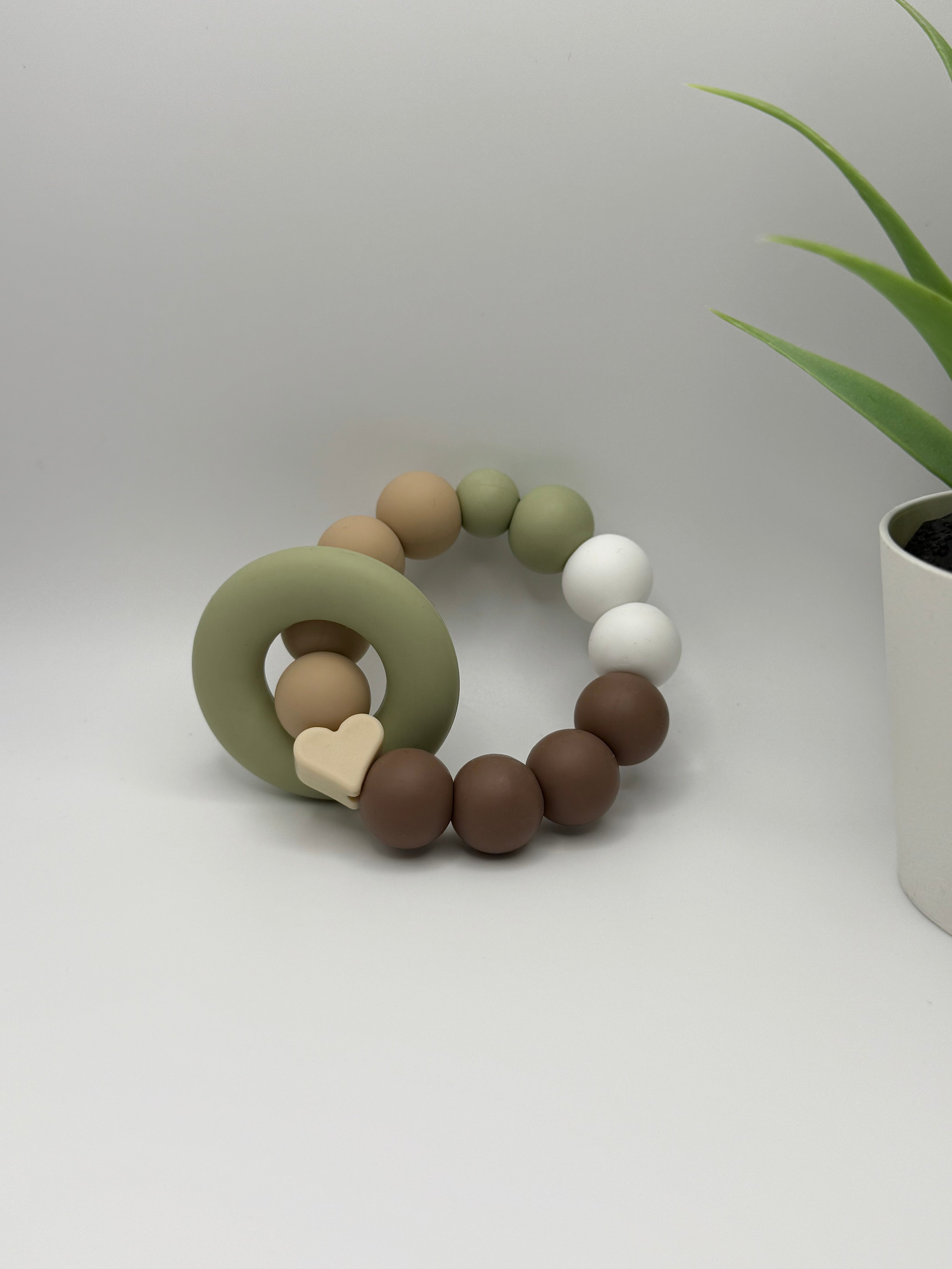 Anneau en silicone - vert et brun