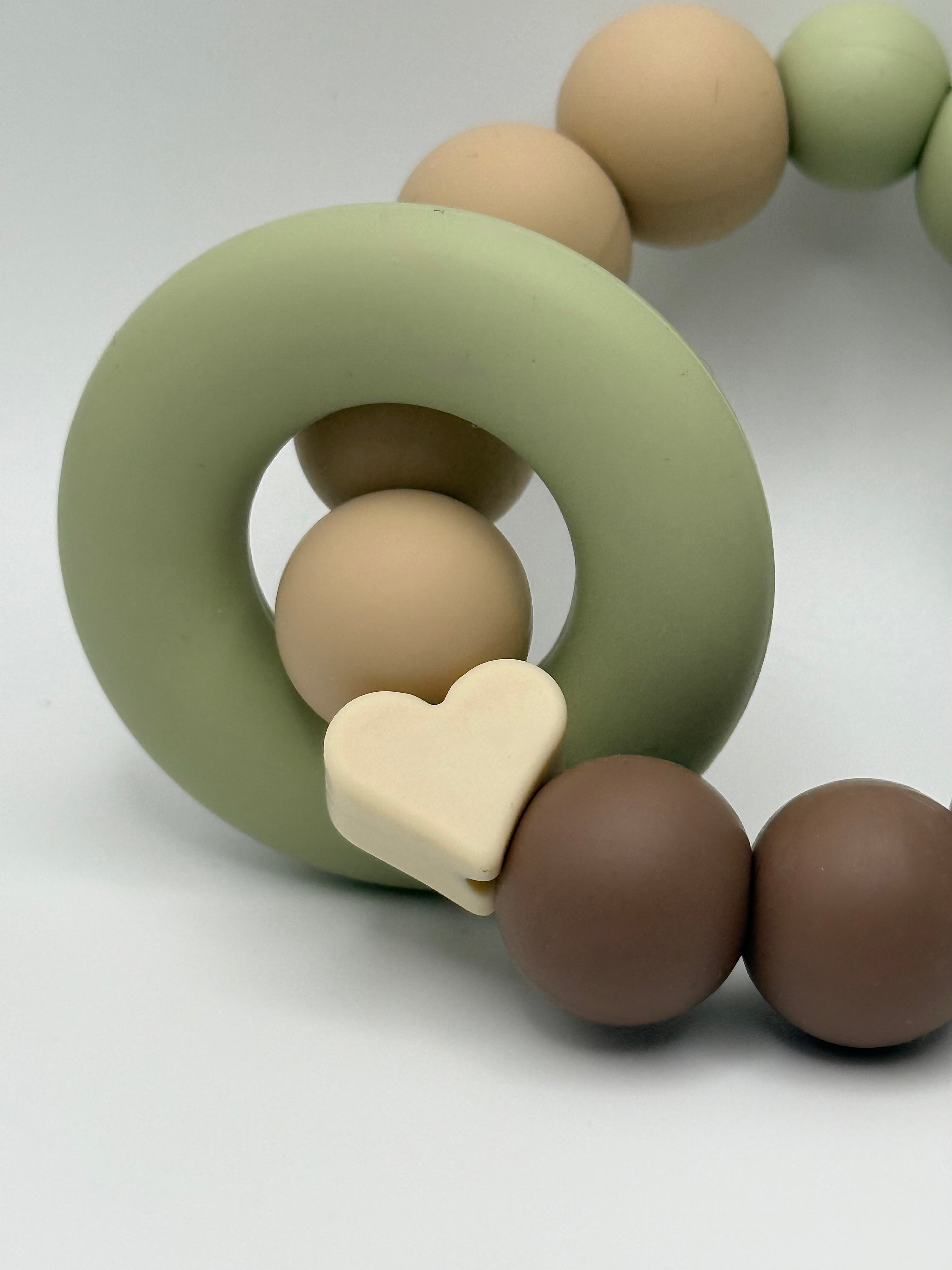 Anneau en silicone - vert et brun