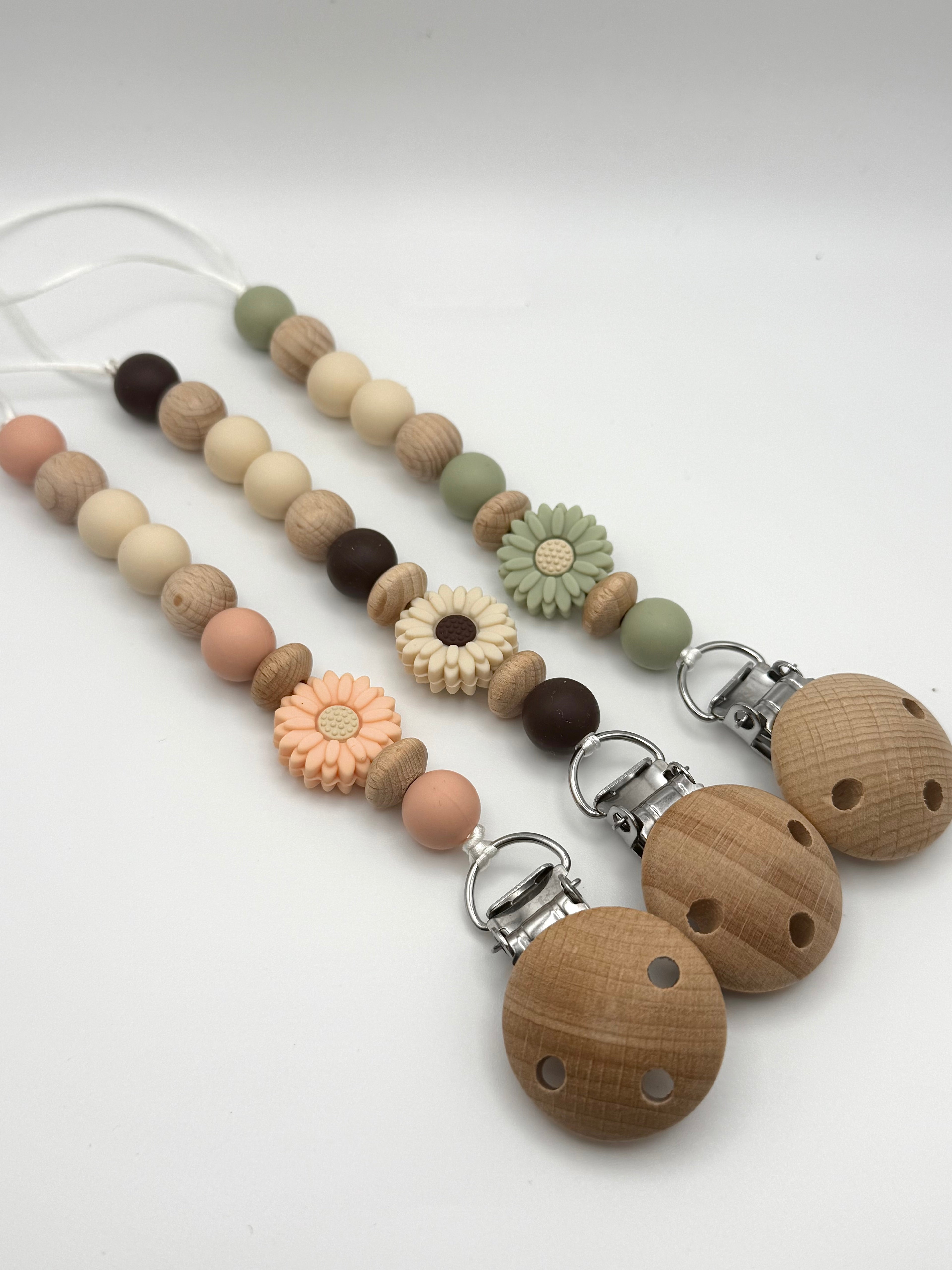 Clip en bois - fleurs