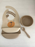 Bibs, bowl and spoon - teddy bear