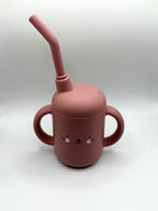 Verre à paille - chat rose