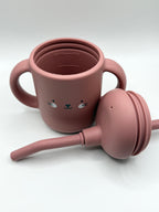 Verre à paille - chat rose