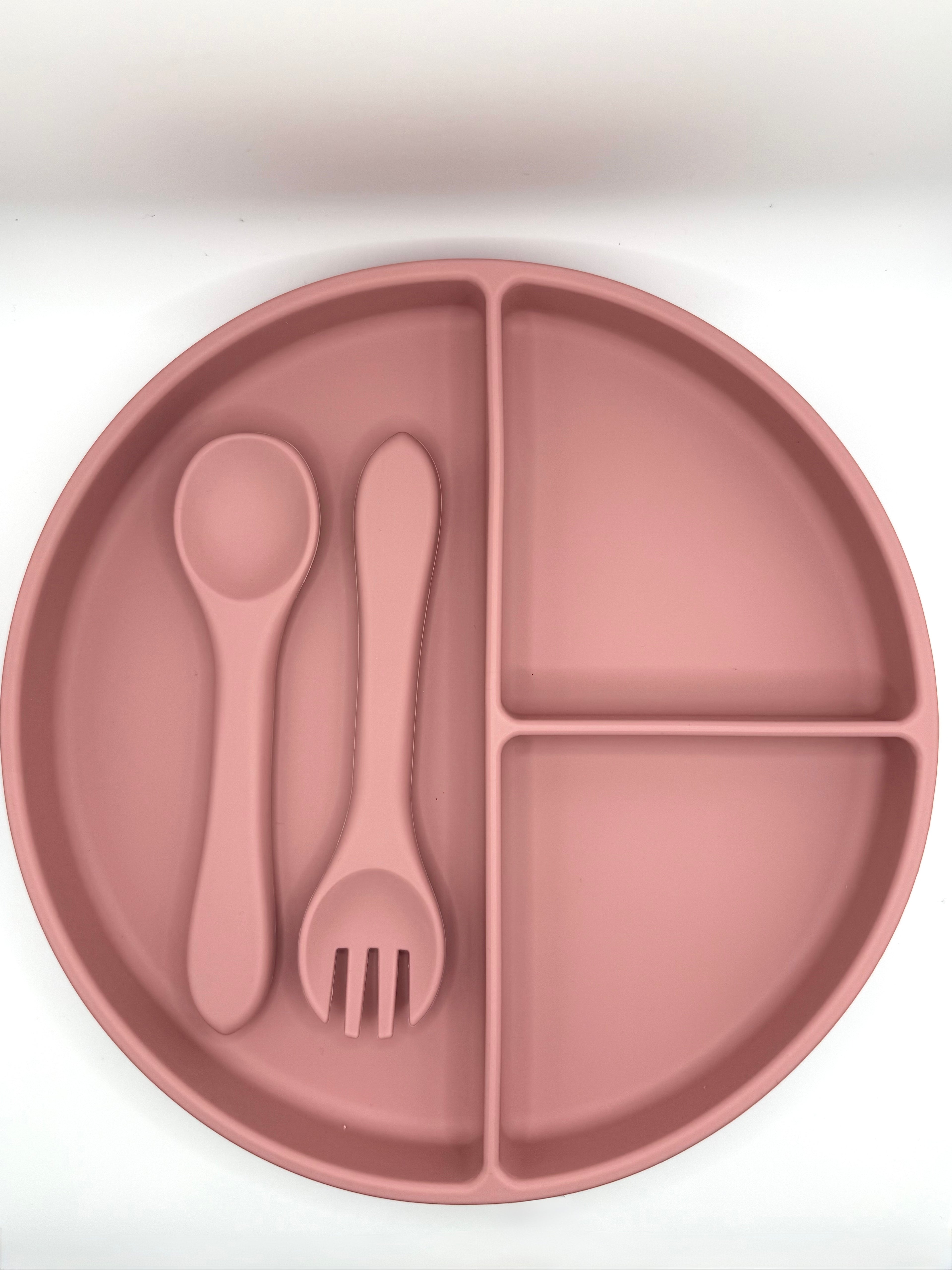 Assiette et ustensiles - rose foncé