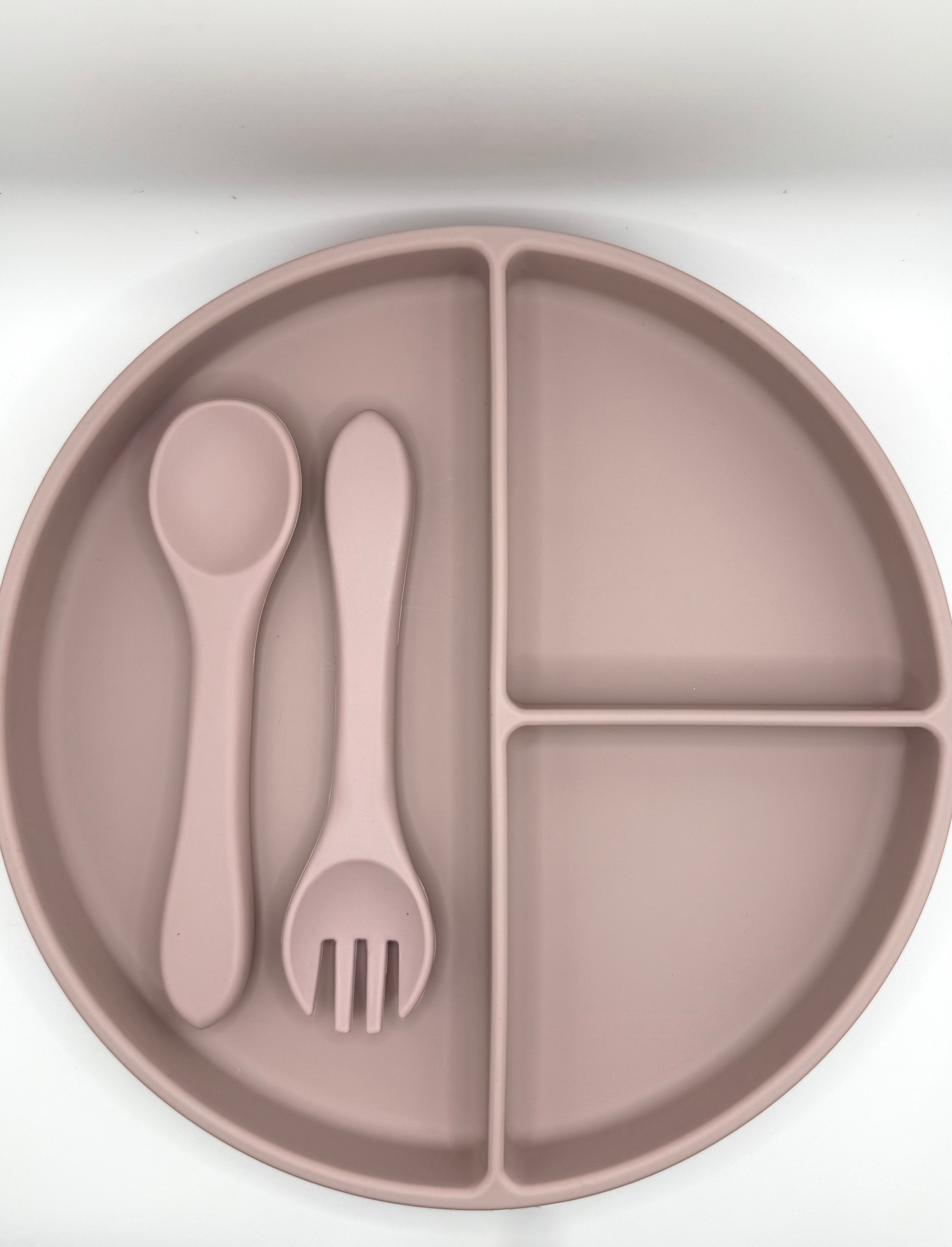 Assiette et ustensiles - rose bébé