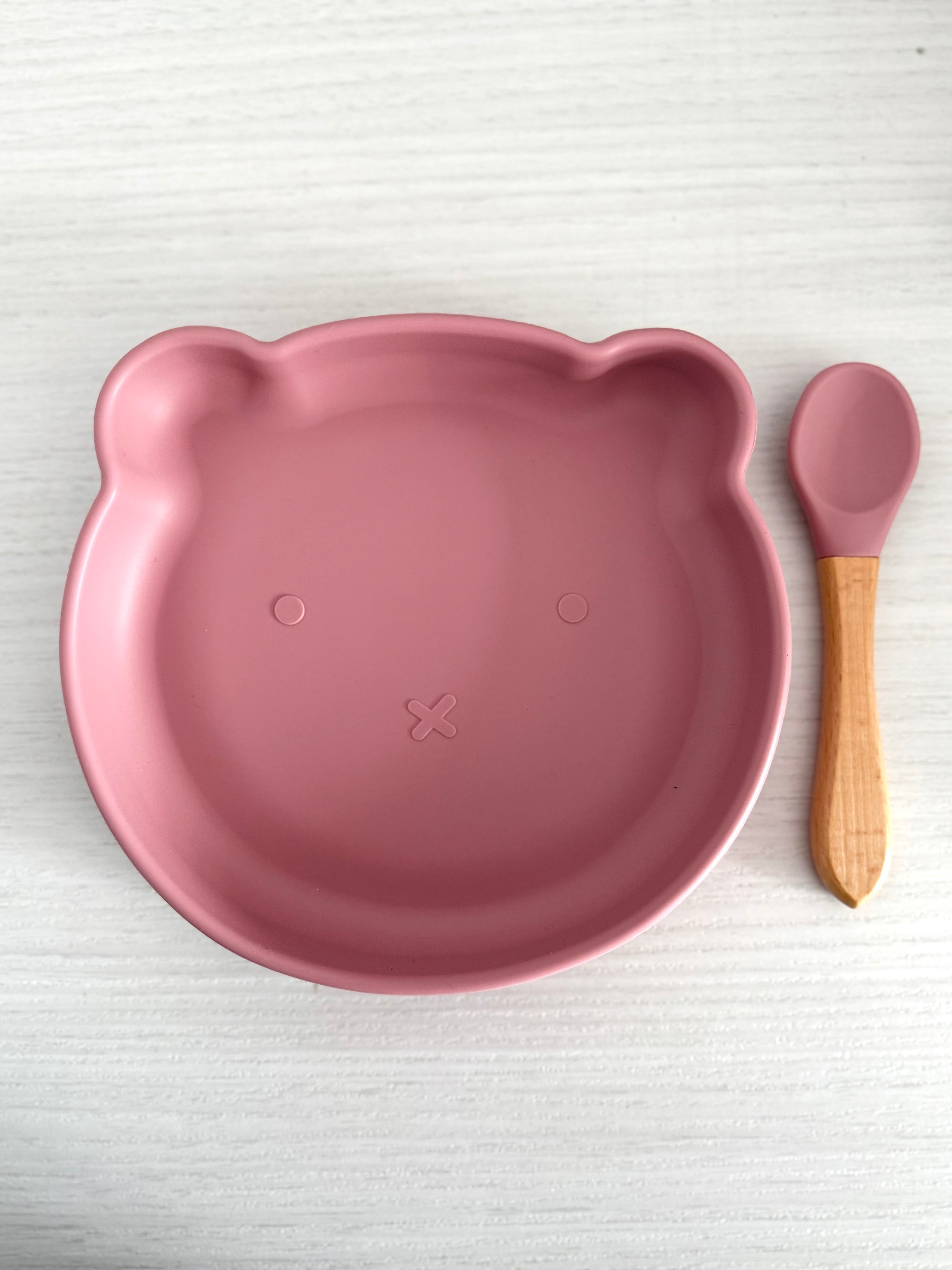 Assiette ourson - rose foncé